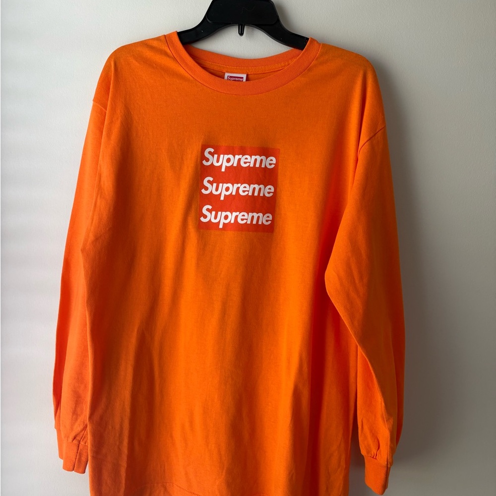 Asspizza X Supreme Orange triple logo Crewneck Tee with Red Logo Tag